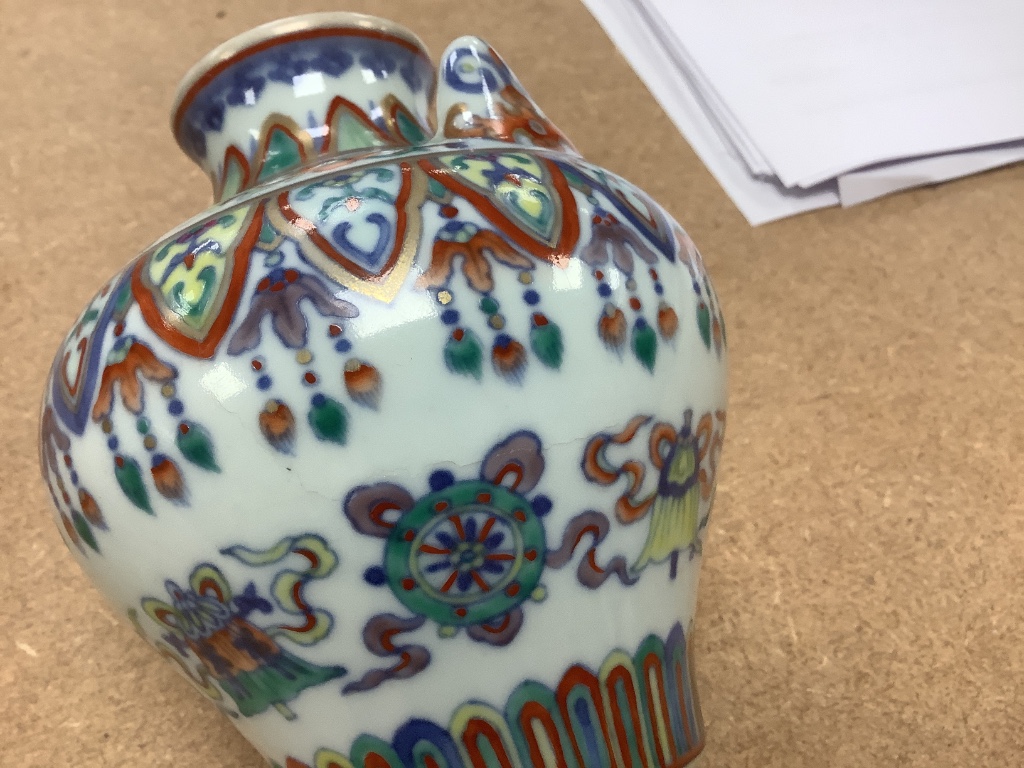 A Chinese doucai vase, 12cm high